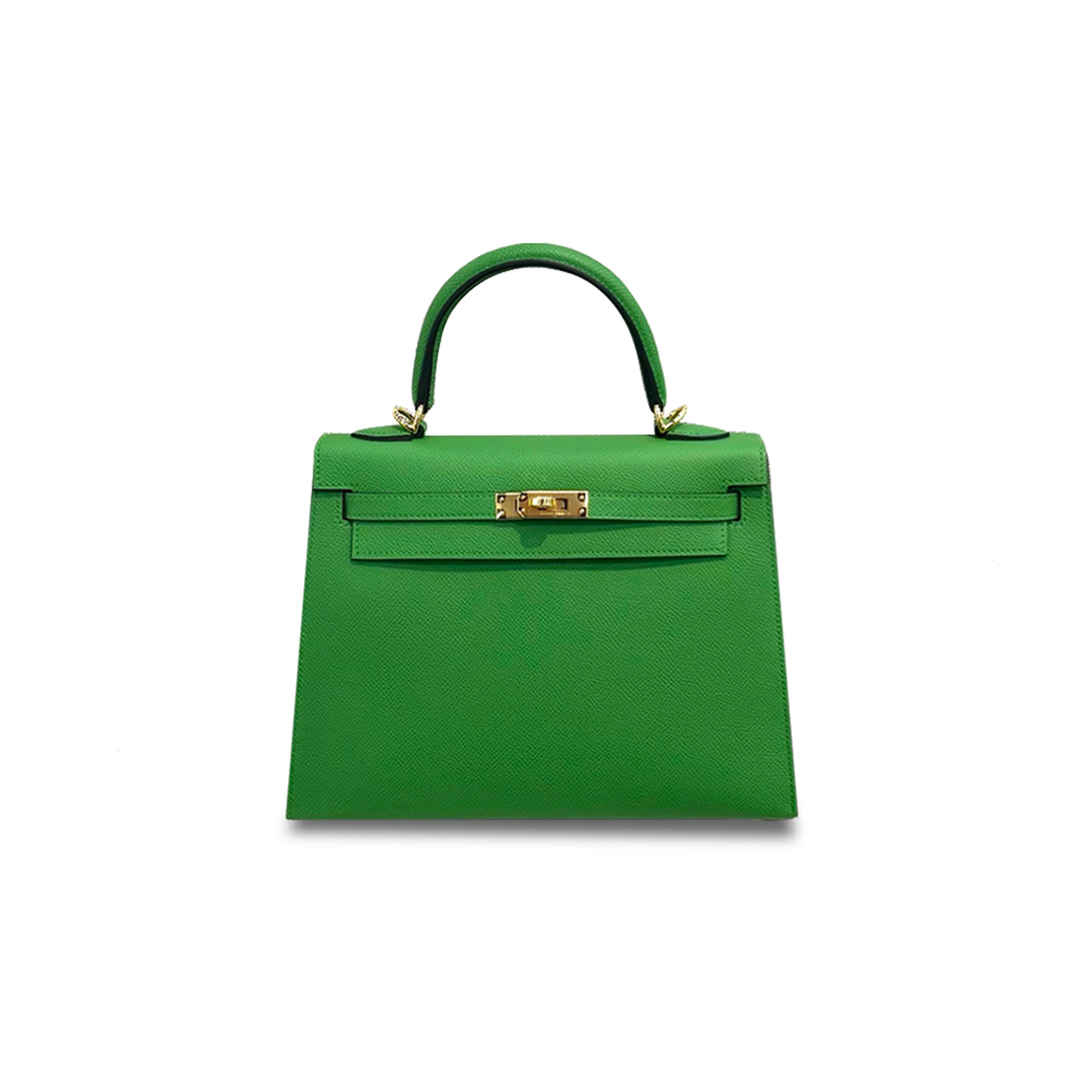 HERMÈS KELLY 25 SELLIER VERT YUCCA EPSOM GOLD BUCKLE (25*17*7cm)